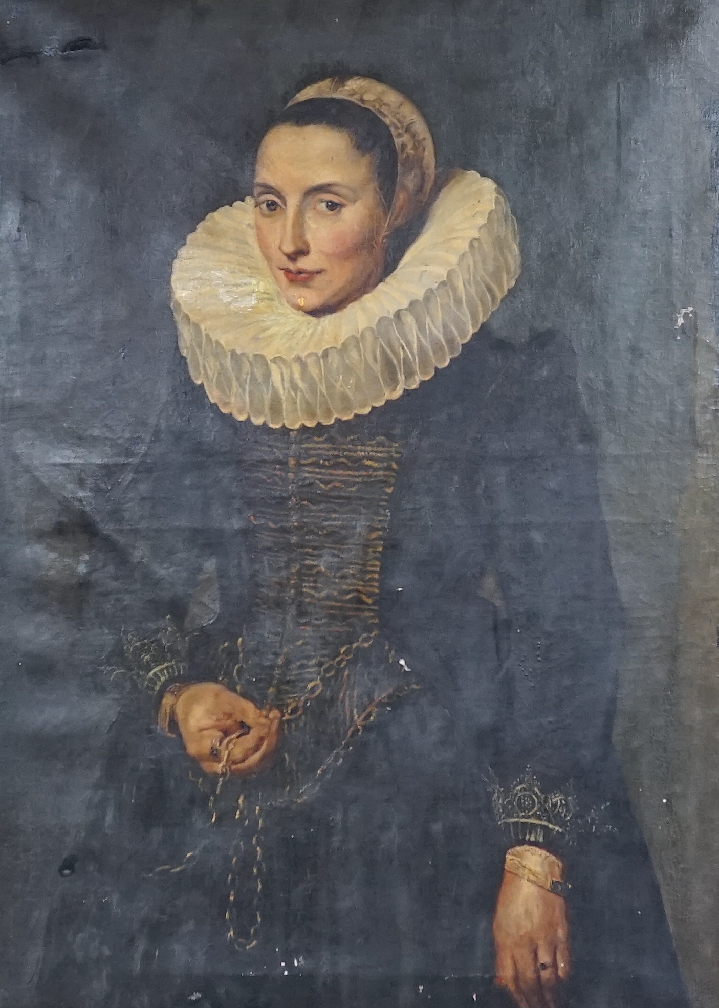 After Rubens, oil on canvas, Portrait of a lady, inscribed verso, 98 x 70cm